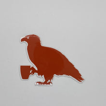 Load image into Gallery viewer, raptor holding a mug sticker
